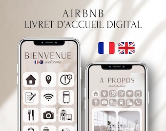 French English Airbnb Digital Welcome Book | Airbnb Guest Guide Canva Template, Digital Welcome Guide, Airbnb House Manual