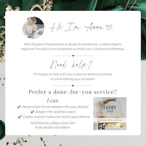 Editable Emerald Green Quinceañera Invitation Website created by an experienced Canva designer. Includes RSVP tracking, music, countdown timer, custom editing services, and personalized digital invitations for Sweet 16 and XV Años.
