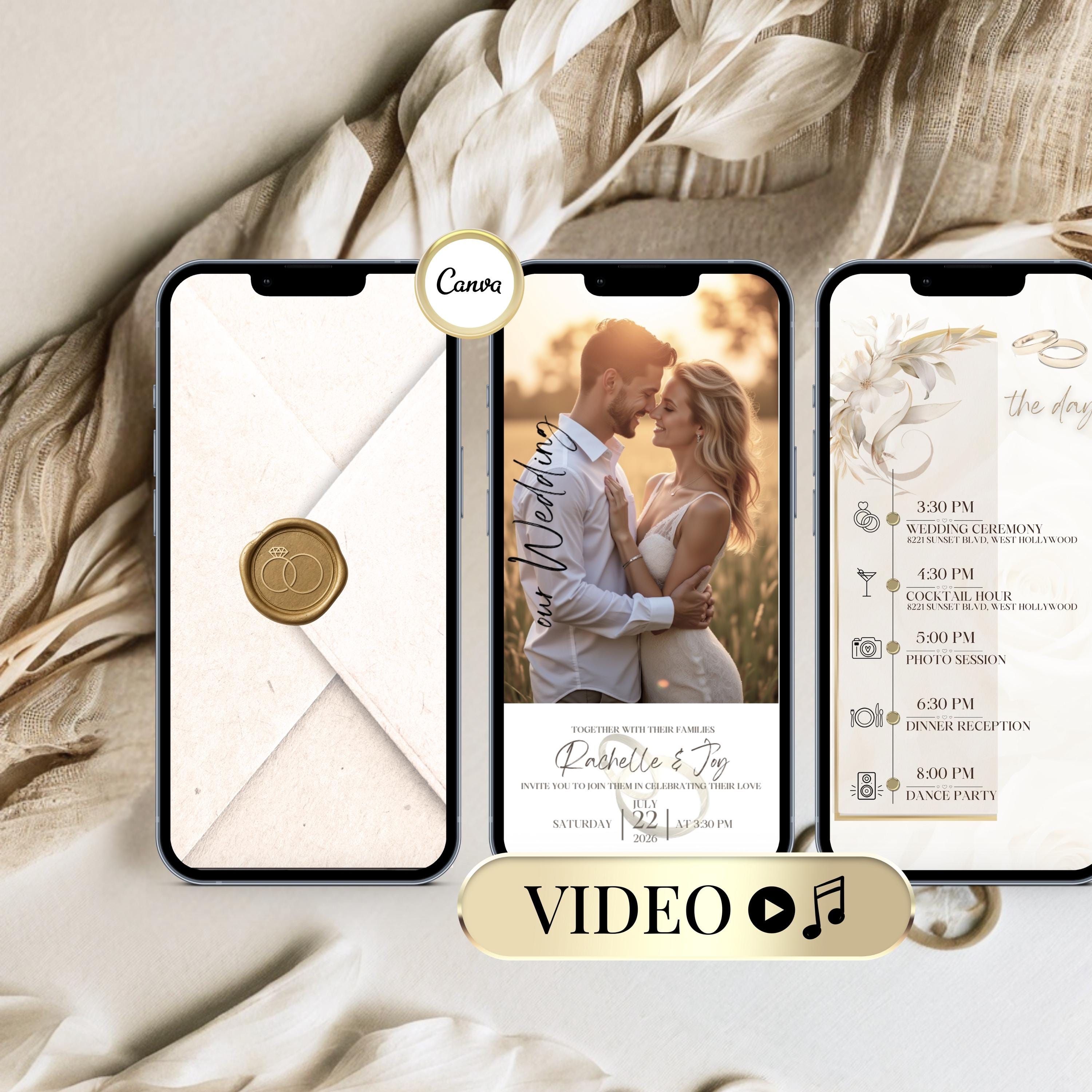 Animated Wedding Invitation Editable Digital Video Invite Editable ...