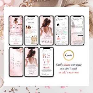 Elegant pink and gold digital Quinceañera invitation website with clickable RSVP tracker, princess-inspired design, mobile-friendly layout, and editable Canva template for Mis 15 and Sweet 16 celebrations.