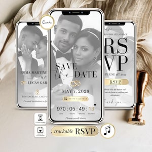 Save the Date Digital Wedding Invitation with RSVP Link | Canva Website Template, Music & Countdown | Add to Calendar, Guest Tracking