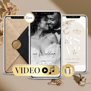 Invito di Nozze Animato – Video con Busta che si Apre – Modello Digitale Modificabile in Canva – RSVP Save the Date via WhatsApp o SMS