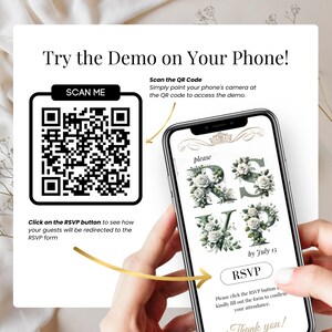 Sage Green Quinceañera Invitation with QR Code RSVP Demo – Digital Canva Template for Modern Celebrations