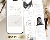 Minimalist Wedding Digital Invite, Interactive Wedding Website Editable Canva, Online RSVP Invitation Template with Trackable RSVP Link