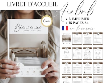 Airbnbのフランス語版ウェルカムブックレットと季節限定レンタル用ウェルカムポスター、Airbnbテンプレート、フランス語版Airbnbウェルカムブック