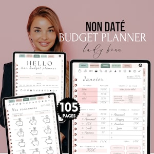 Lady Boss Budget Planner French Digital undated for goodnotes, Monthly and annual financial tracking, Undated Budget Planner