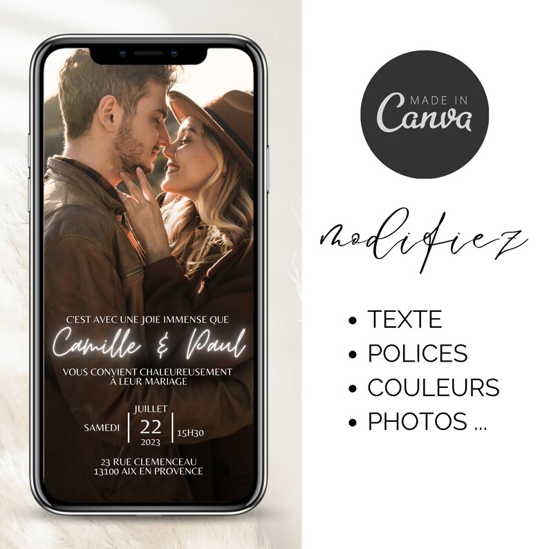 Digital Wedding Invitation, Electronic Wedding Invitation, Video Wedding Invitation, Canva