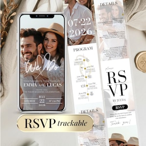 Digital Wedding Invitation Template - Clickable RSVP - Online Registry Form - Customizable Design Web - Trackable RSVP Online Registry Form