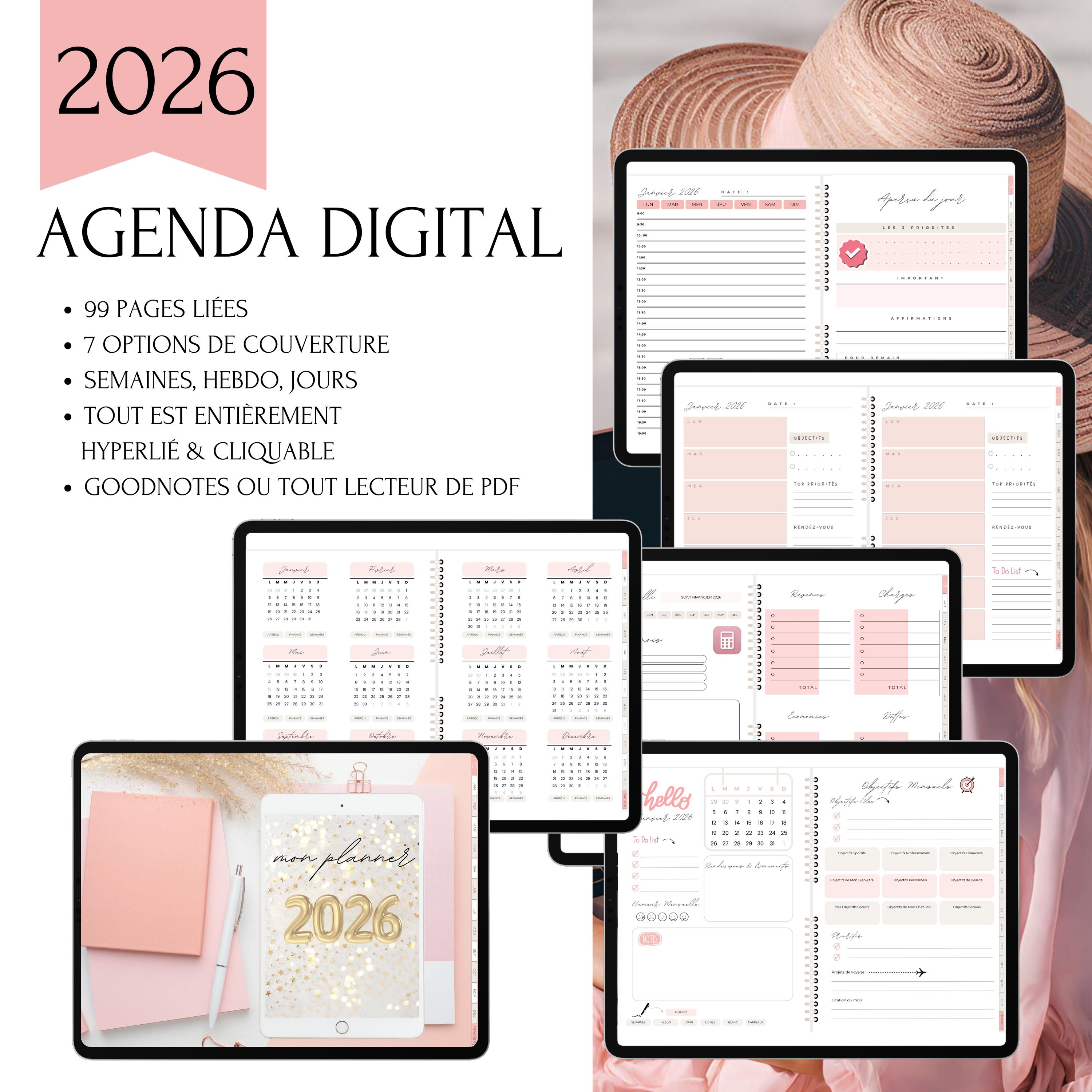 French Digital Planner 2026 – Dated & Hyperlinked Digital Planner for ...