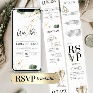 Sage Green Digital Wedding Invitation Template - Trackable RSVP Online Registry Form - Customizable Design Web - Editable Minimalist Invite