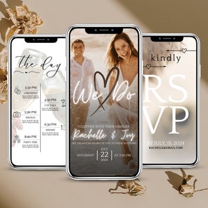Digitale Hochzeitseinladung, elektronische Hochzeitseinladung, Video-Hochzeitseinladung, Canva-Vorlage