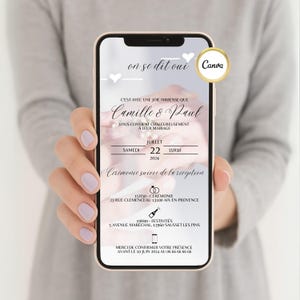 Invitation Mariage Personnalisable - Modèle Canva, Faire-Part, Vidéo, Digitale, Invitation sms mariage, Invitation mariage Canva