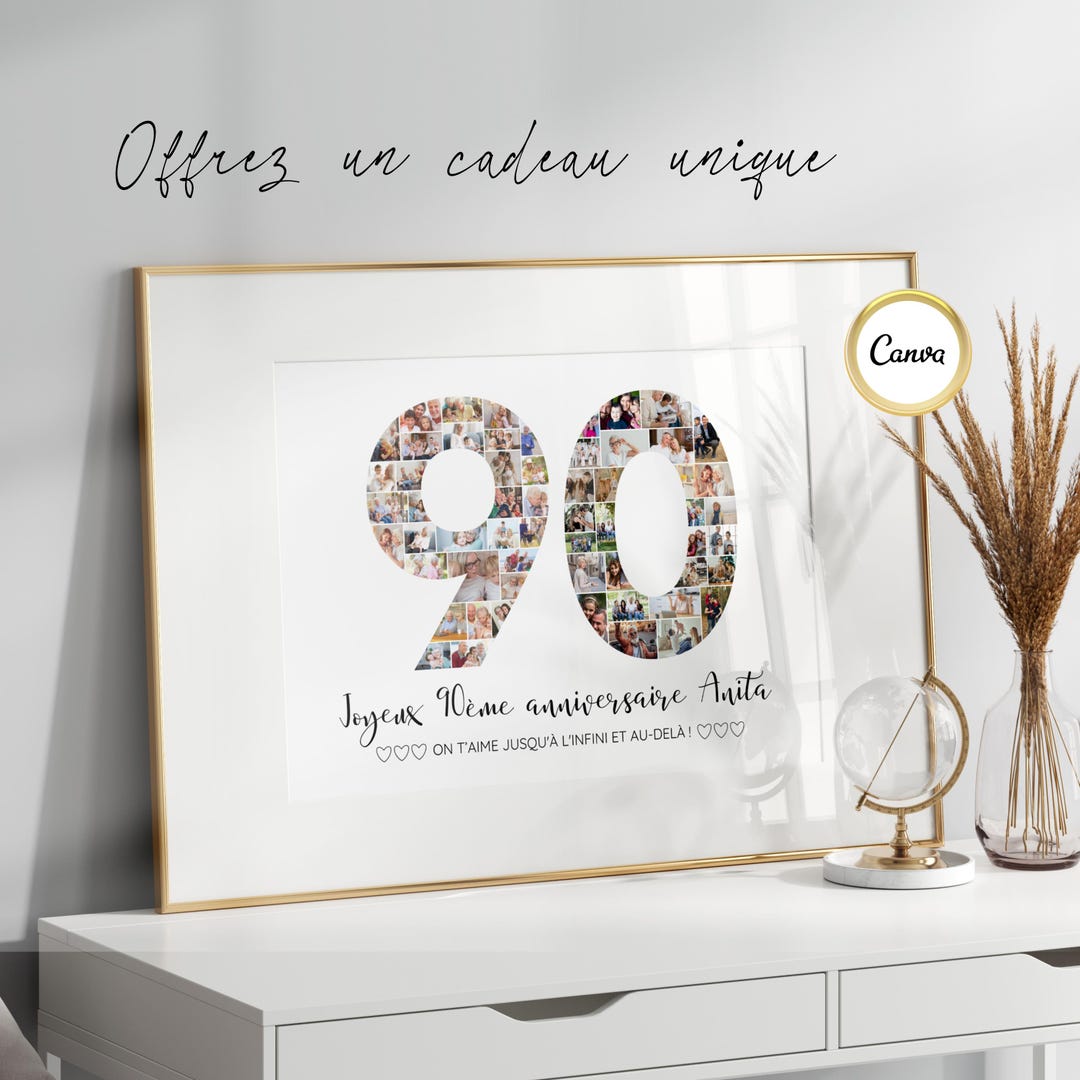 90th Birthday Gift for Grandma or Grandpa, Personalized Photo Poster ...