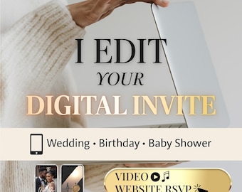 Custom Wedding Video Invitation – I Edit Everything for You! Digital Wedding Invite – Send via SMS, WhatsApp & Email - Save The Date Digital