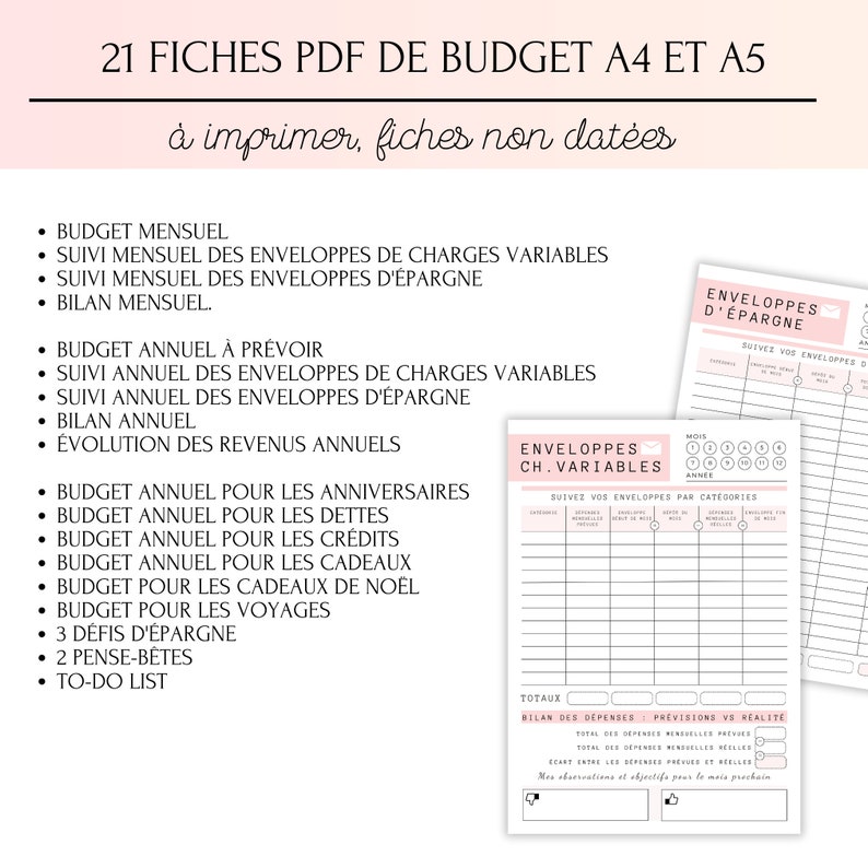 Planner Enveloppes Budget Francais à Imprimer Budget Planner Francais Pack Complet Pages de Garde Enveloppe Budget A6 Suivi Tracker Budget