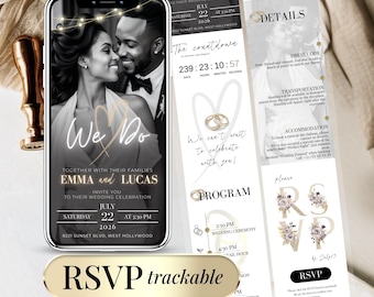 Digital Wedding Invitation with RSVP Page Countdown Timer, Editable Template, Online Wedding Website for Guests Digital Wedding Invite Canva