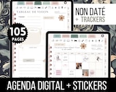 Planner francais non daté, Trackers, Planificateur Numérique Hyperlié pour GoodNotes, Agenda Planner Digital en français non daté