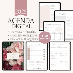 Planner francais 2025, Hyperlinked Digital Planner for GoodNotes and PDF Readers, Agenda Planner Digital in French dated for 2025