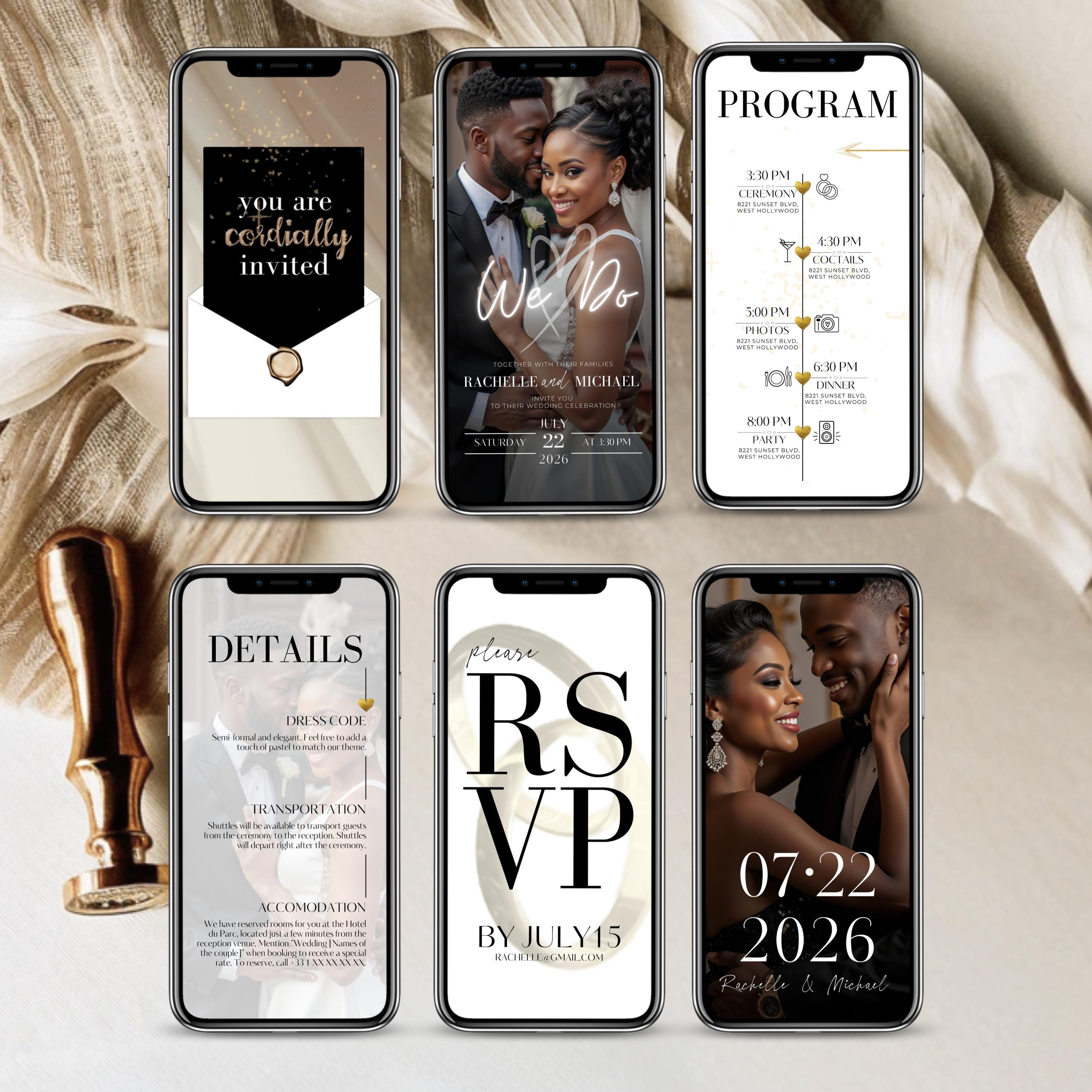 Digital Invitations Digital Wedding Invitation Template Bestseller - Customizable Animated ...