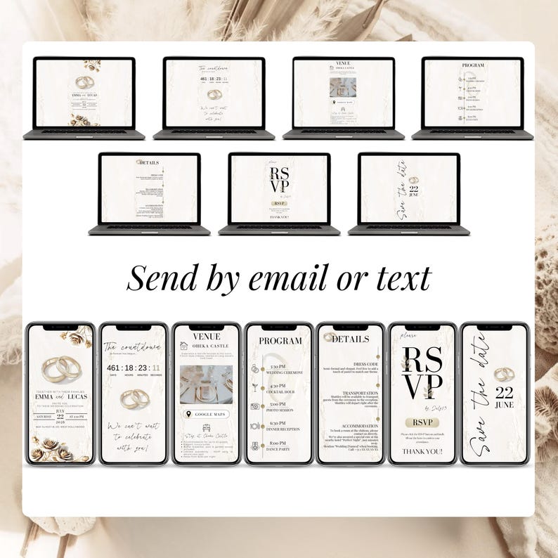 Gold Wedding Invitation Digital With Online RSVP and Countdown Timer ...