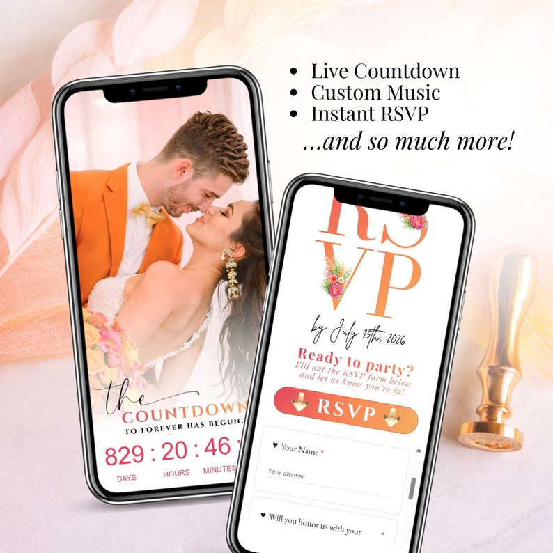 Summer Wedding Digital Invitation With RSVP Tracking, Colorful Editable ...