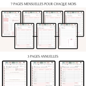 Budget Planner Français Digital non daté pour goodnotes, Suivi financier mensuel et annuel, Planificateur de Budget Non Daté, Agenda budget