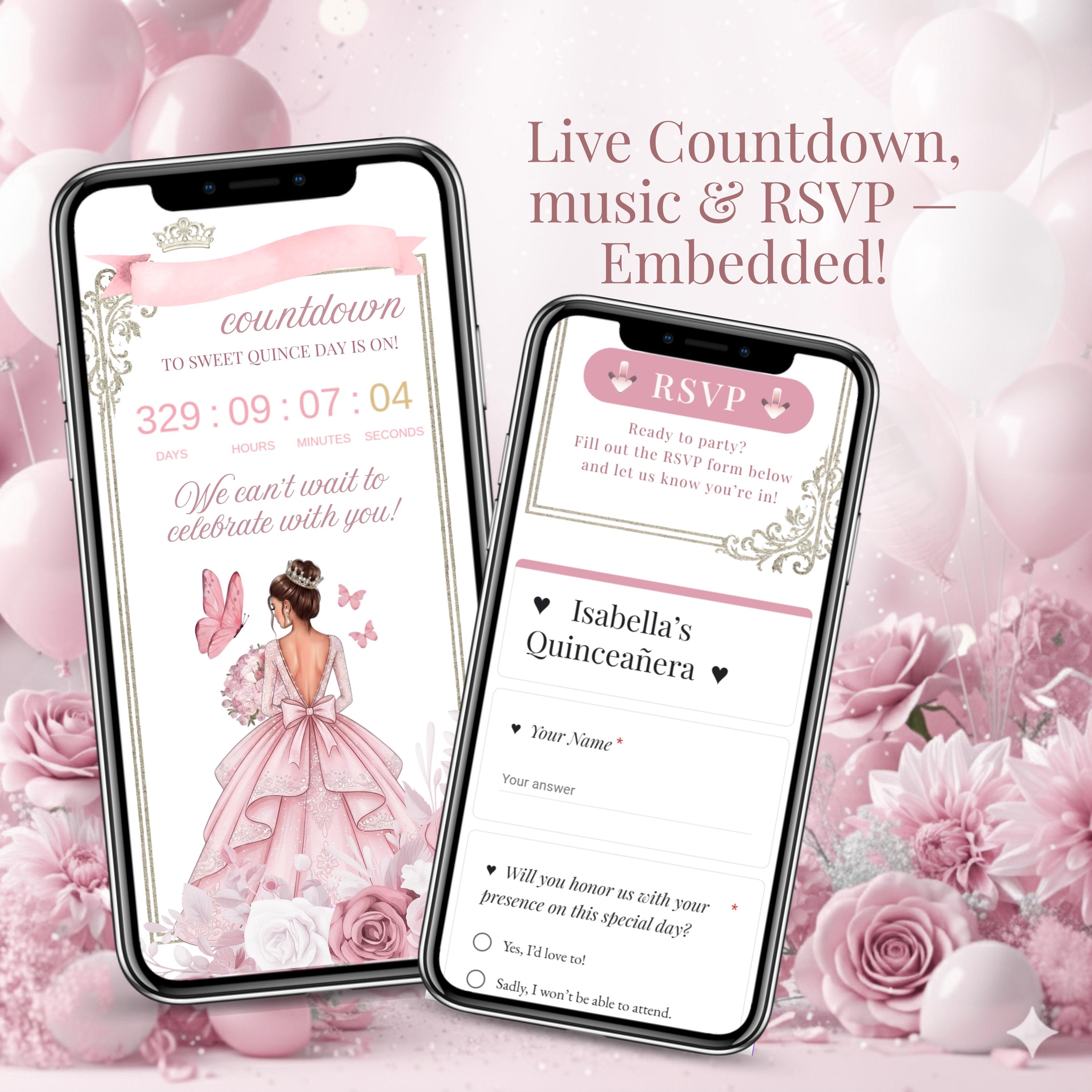 Digital Quinceanera RSVP Invitation | Sweet 16 Birthday Invitation XV ...