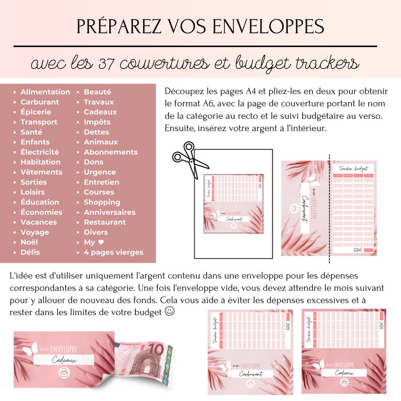Planner Enveloppes Budget Francais à Imprimer Budget Planner Francais Pack Complet Pages de Garde Enveloppe Budget A6 Suivi Tracker Budget