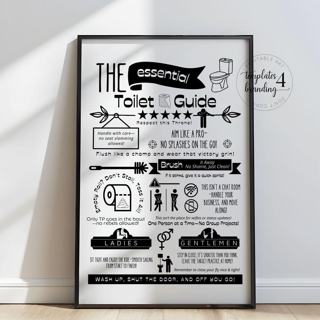 Funny Bathroom Rules - Toilet Rules Sign - Funny Bathroom Sign ...