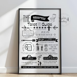 Funny Bathroom Rules - Toilet Rules Sign - Funny Bathroom Sign - Humorous Bathroom Wall Art - Printable Wall Decor - Digital Download Art