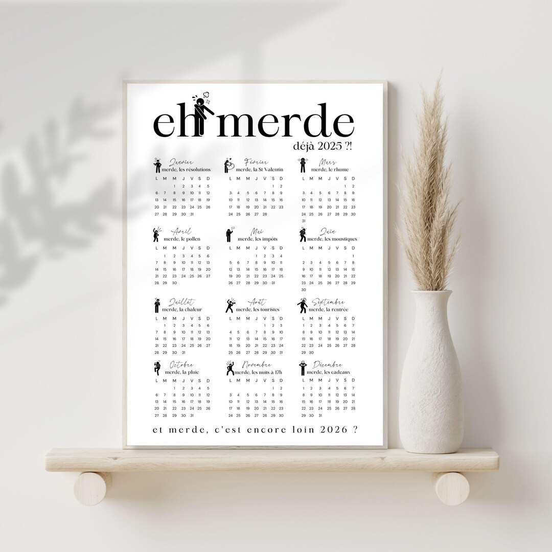 Humorous Calendar 2025 Christmas Gift for Men and Women Shitty Calendar