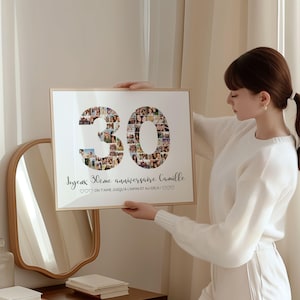 Cadeau Anniversaire 30 Ans Femme Homme - Affiche Cadeau Personnalisé avec Photos - Idée Originale Affiche à Imprimer Canva Cadeau Unique