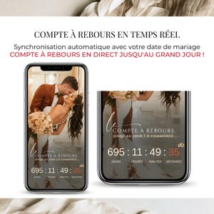 Invitation mariage digitale avec compte à rebours en temps réel jusqu’au jour du mariage, faire-part numérique interactif