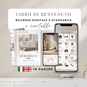 Libro Di Benvenuto Italiano Inglese, Libro Degli Ospiti Airbnb, Manuale Della Casa, Guida Digitale e Stampabile, Libro Digitale Template