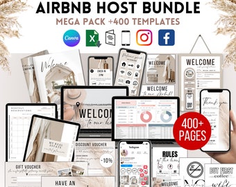 Airbnb Host Bundle Welcome Book Digital Airbnb book Airbnb Spreadsheet Airbnb instagram Editable Airbnb Signs Cleaning Checklist VRBO