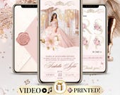 Quinceanera Invitation Video, Editable Pink Birthday Template, Digital Quinceanera Invite for Sweet 15 Sweet 16 Anniversaire Fille 15 ans