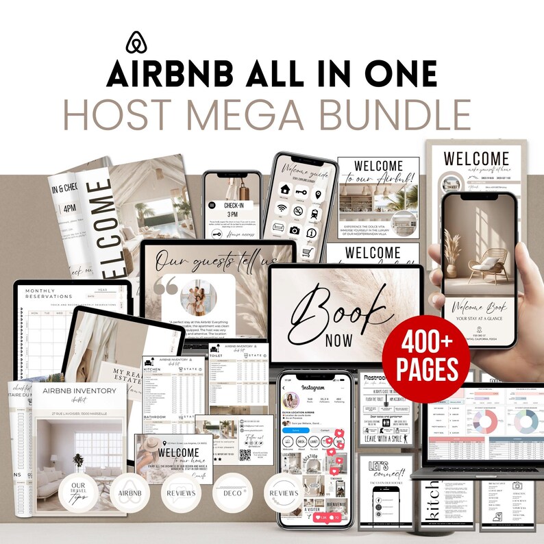 Mega Airbnb Host Bundle Book Template Vacation Rental Signage