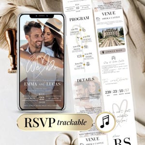 Wedding Website RSVP Template with Countdown, Editable Online Invitation (Digital)
