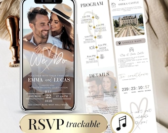 Wedding Website RSVP Digital Countdown Template, Editable Online Invite, Customizable RSVP Tracker for Events Digital Wedding Invitation