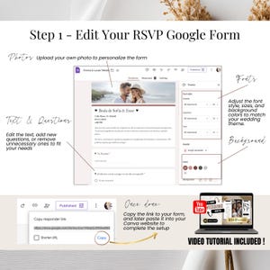 Cómo editar el formulario RSVP Google para invitación de boda digital - Plantilla editable para confirmar asistencia - Trackable RSVP online wedding
