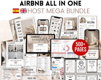 Bilingual Airbnb Host Bundle Welcome Book Template -  Spanish & English Digital Guide - Airbnb Guia - Libro de Bienvenida - Airbnb Spanish