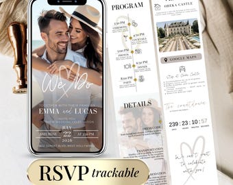 Wedding Website RSVP Digital Countdown Template, Editable Online Invite, Customizable RSVP Tracker for Events Digital Wedding Invitation