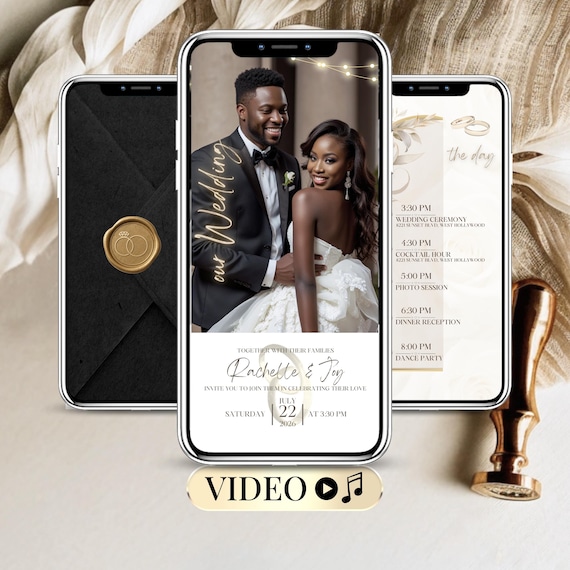 Faire-part de Mariage Vidéo Animé – Enveloppe qui s’ouvre – Animated Digital Wedding Invitation Modèle Canva SMS WhatsApp RSVP Save the Date