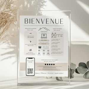 Airbnbのウェルカムサイン（フランス語と英語）、Canvaテンプレート、フランス語と英語のAirbnbウェルカムサイン、Airbnb Canva、Airbnb bienvenue