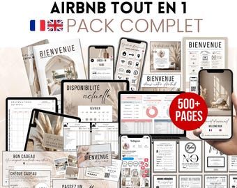 Airbnb Host Bundle French English Welcome book Bilingual Airbnb Host Bundle +500 pages Welcome Sign Posters Airbnb Instagram Airbnb Canva
