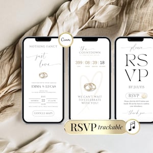 Minimal Wedding Invite Bundle Digital, RSVP Online, Modern Canva Wedding Invitation Template, Countdown Timer, Elegant Evite, Easy to Share