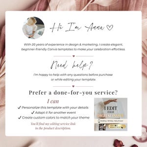 Custom wedding invitation editing service by Canva designer, personalized interactive wedding RSVP website customization, blush pink digital wedding invitation support and done for you wedding template service