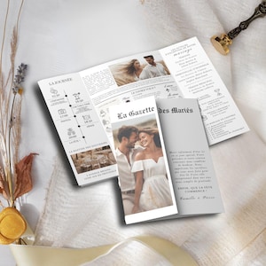 Wedding Gazette Template Wedding Invitation Template Canva Customizable Wedding Invitation Wedding Journal Template Canva A4 in French