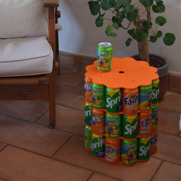 Tabouret en canettes recyclées - Kit de fabrication - 4 couleurs - Fabriqué en France - Orange
