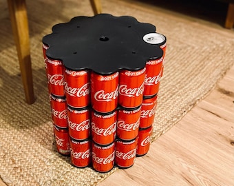 Stool made from recycled cans - Manufacturing kit - 4 colors - Made in France - Black